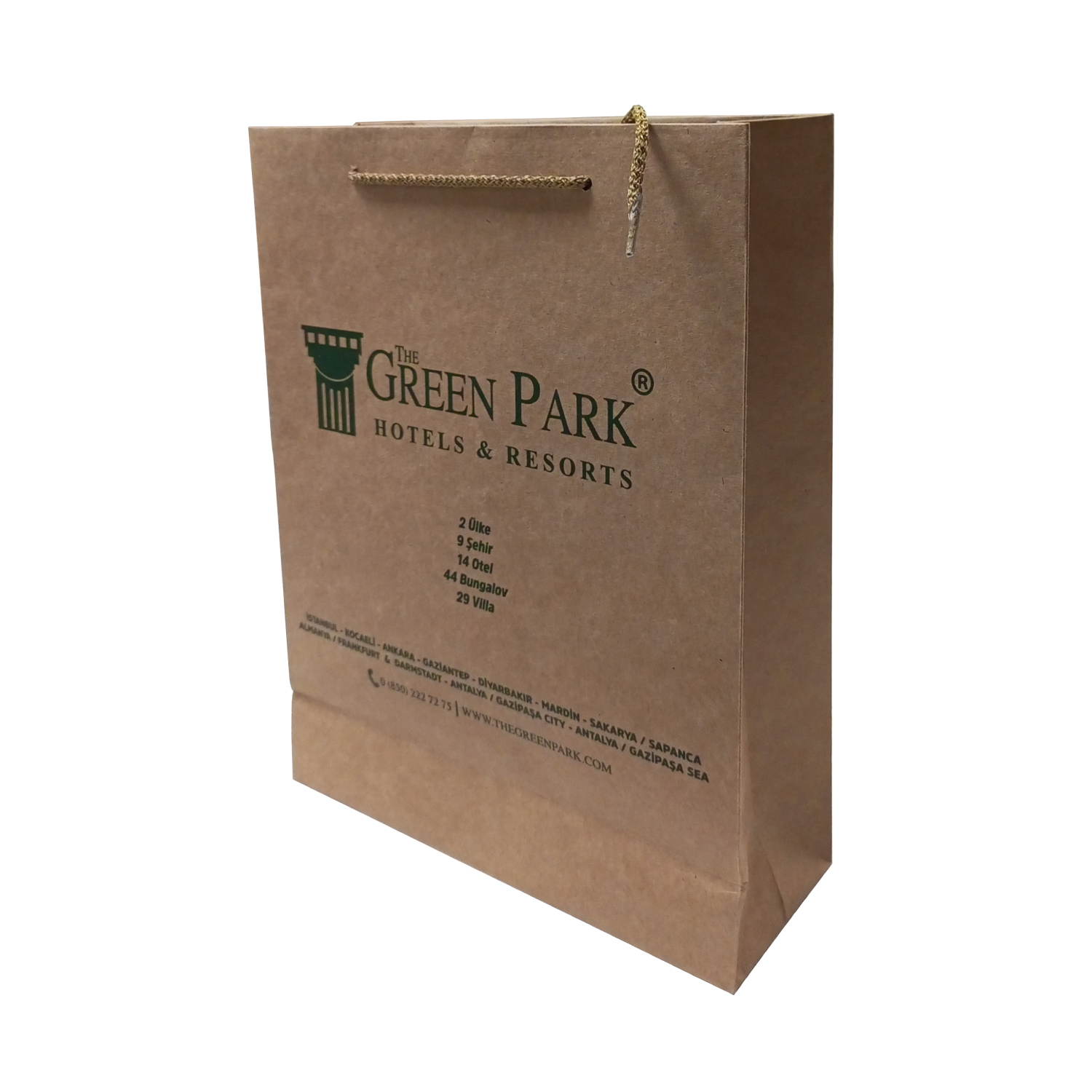Green Park otel firması için üretilmiş kraft çanta örneği, kutucu